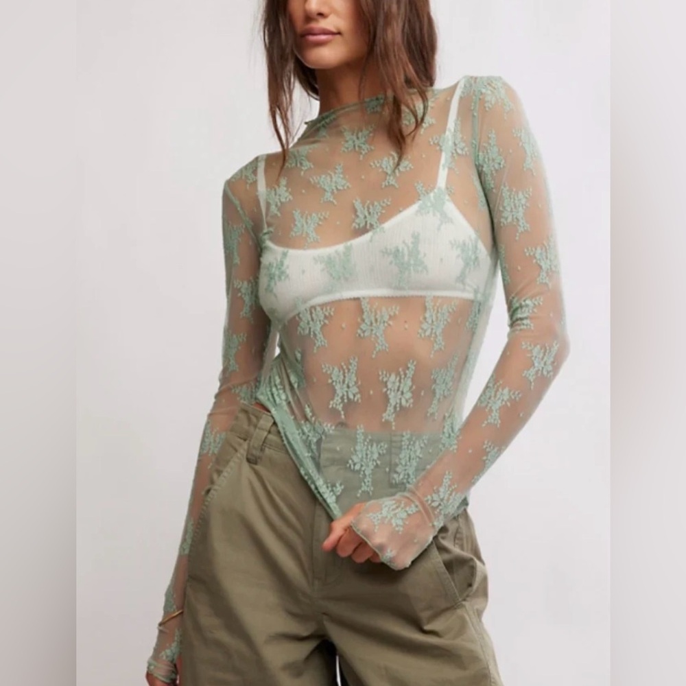 NWT Free People Intimately Lady Lux Layering Teal/Aqua/Blue Long Sleeve size xs